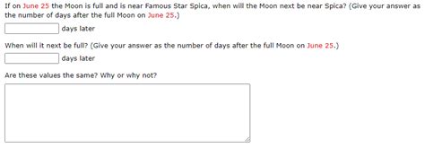 Solved If on June 25 the Moon is full and is near Famous | Chegg.com