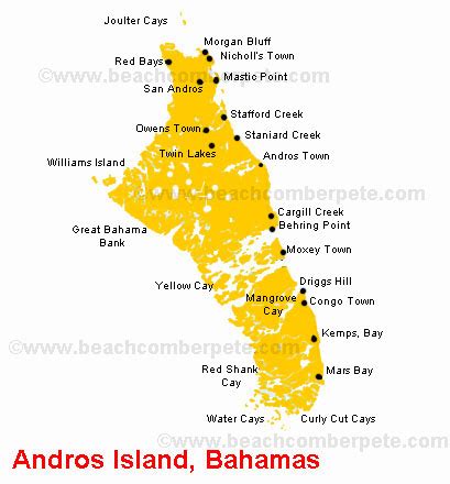 Andros Island Bahamas, Map of Andros Island Bahamas, Andros Island Bahamas Map, Beachcomber Pete ...