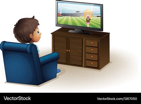 A young boy watching a television Royalty Free Vector Image