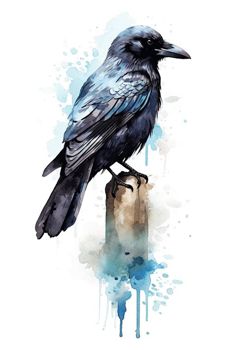 Premium AI Image | Crow watercolor clipart cute isolated on white background with Generative AI ...