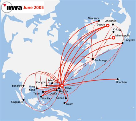 Maps of Northwest’s Boeing 747 routes over the years - Northwest ...