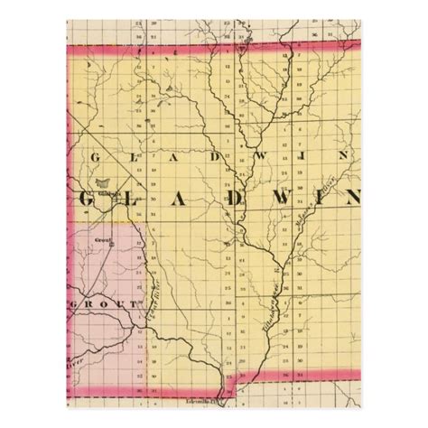 Map of Gladwin County, Michigan Postcard | Zazzle.com