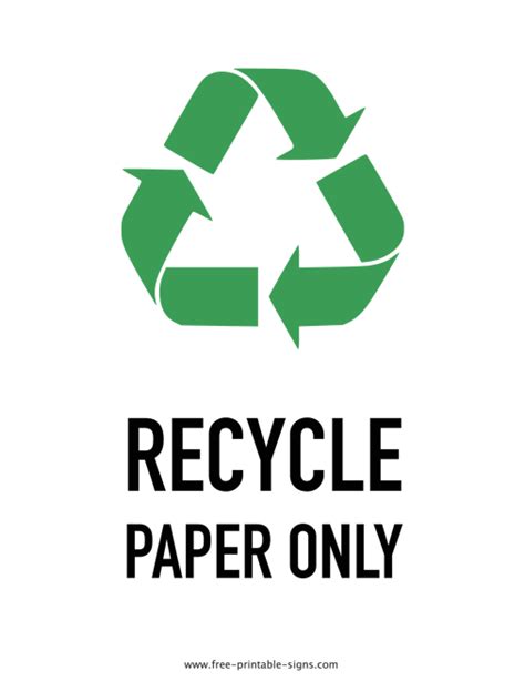 Printable Paper Recycling Sign – Free Printable Signs