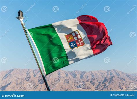 Italian Flag in the Aft Part of a Ship Stock Image - Image of nautical ...