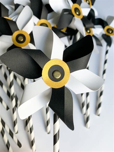 Black White Gold Pinwheelsblack White Gold Wedding Table - Etsy