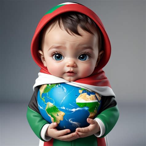 Premium AI Image | Realistic Cute Palestine KidsInfantPalestine Flag