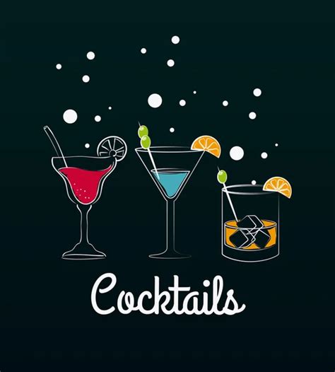 100,000 Cocktails black background Vector Images | Depositphotos