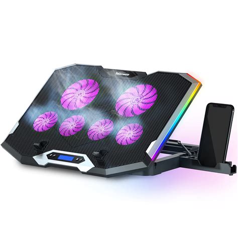 Buy TopMate C11 Laptop Cooling Pad RGB Gaming Cooler, Laptop Fan Stand Adjustable Height with 6 ...