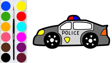 How to draw a cartoon Police Car | coloring and drawing for kids - YouTube