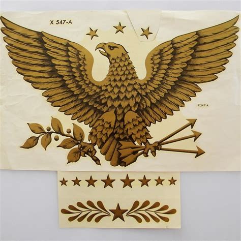 American Eagle Gold Stars Milk Can Decal Meyercord Gold Black