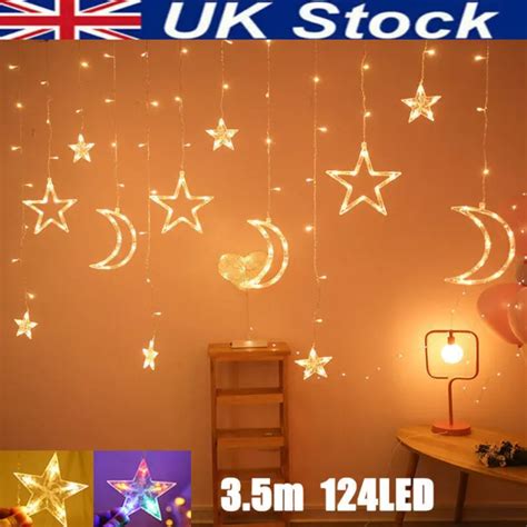 RAMADAN MOON STAR LED String Fairy Lights Eid Mubarak Islam Muslim Curtain Decor £11.88 ...