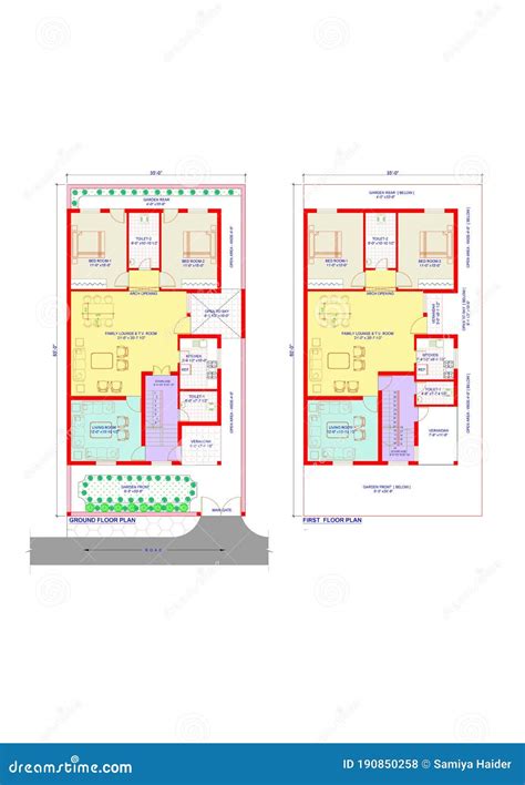 Architectural Design- Small Residence Plan Stock Illustration - Illustration of 2275, plot ...