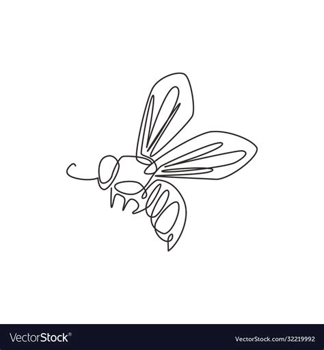 One single line drawing cute bee for company Vector Image