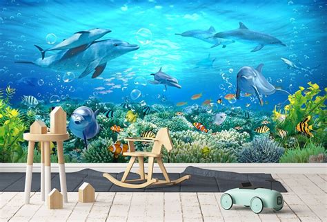 123x87312x219cm Aquarium Dolphin 714 Wallpaper - Etsy