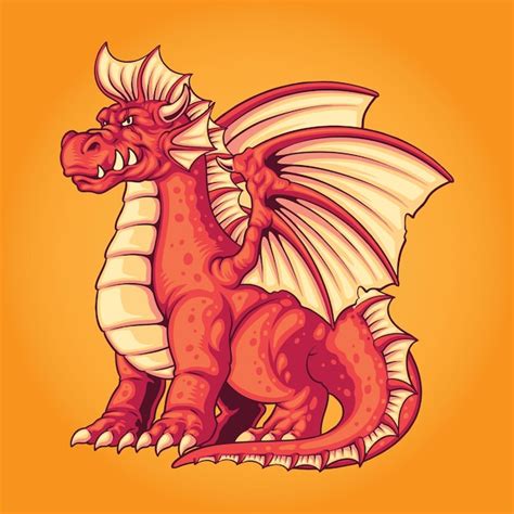 Premium Vector | Angry fire dragon character illustration