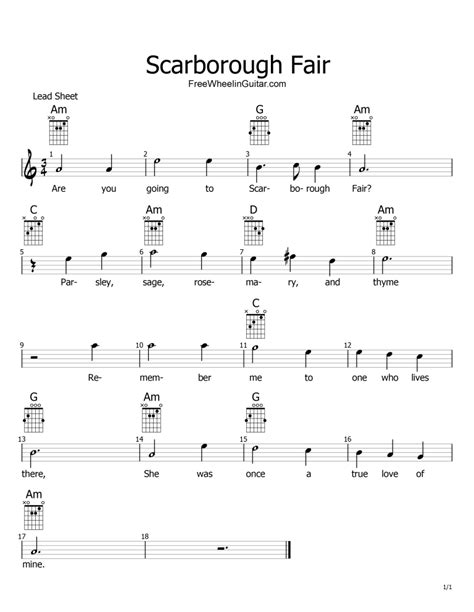 Scarborough Fair - Fingerstyle Guitar Tab - FreewheelinGuitar.com