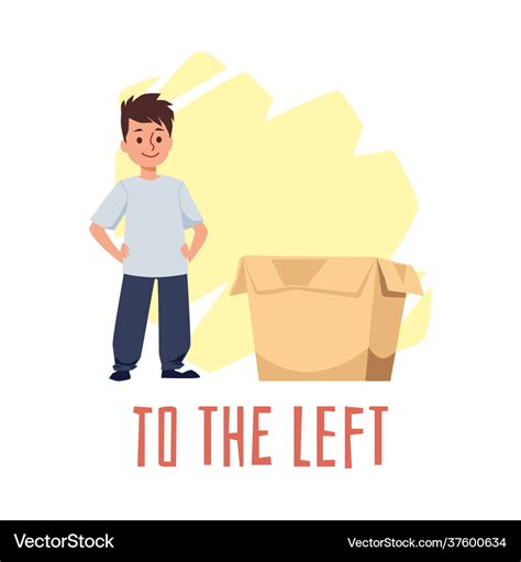 Meaning preposition to left flat Royalty Free Vector Image