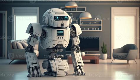 The futuristic smart home robot is equipped with advanced technology ...