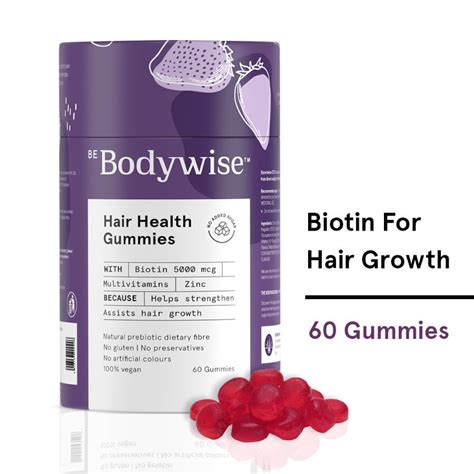 Be Bodywise 5000 mcg Biotin Gummies for Healthy Hair With Added Zinc ...