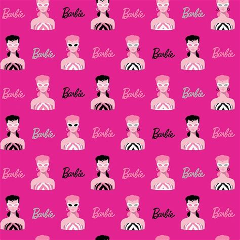 Barbie Cotton Fabric by the Yard Vintage Barbies on Pink - Etsy