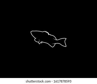 Grouper Silhouette On Black Background Isolated Stock Vector (Royalty ...