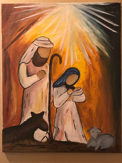 Nativity Painting | Etsy | Christmas paintings on canvas, Nativity painting, Christmas paintings