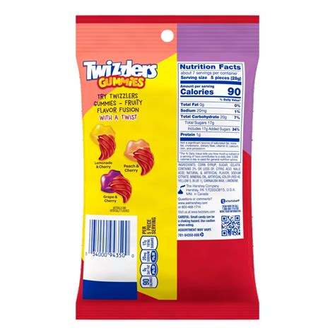 TWIZZLERS Gummies Original Flavors Candy, 7 oz bag