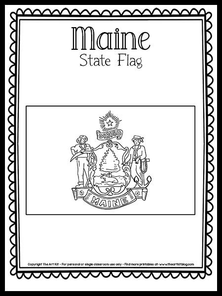 Maine State Flag Coloring Page {Free Printable!} - The Art Kit