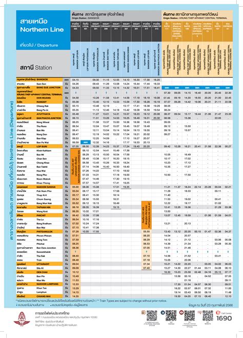 SRT Thailand Train Timetables (State Railway of Thailand) ตารางเวลาการ ...