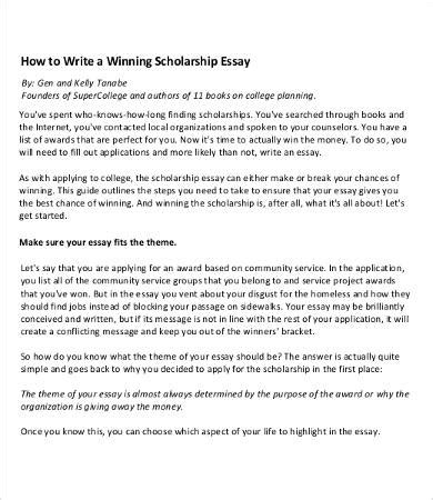 Scholarship Essay – 9+ Free Samples, Examples, Format to Download ...