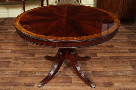 48 Round Dining Table with Leaf | Round Mahogany Dining Table