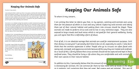 Keeping Our Animals Safe Exposition Writing Sample-Australia