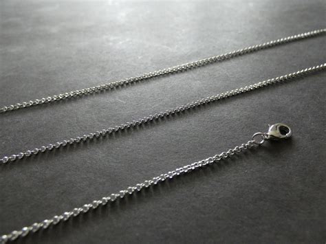 Brass 18.8 Inch Necklace Chain With Clasp, Platinum Silver Color, 1.6mm Wide, Necklace Chain ...