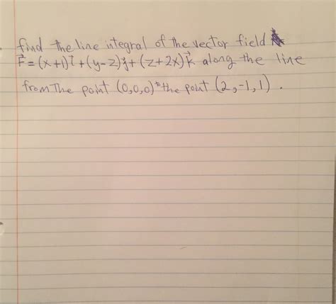 Solved Find the line integral of the vector field F^vector = | Chegg.com