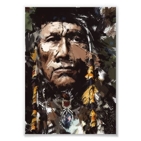 Native American Chief Portrait Vintage art Photo Print | Zazzle ...