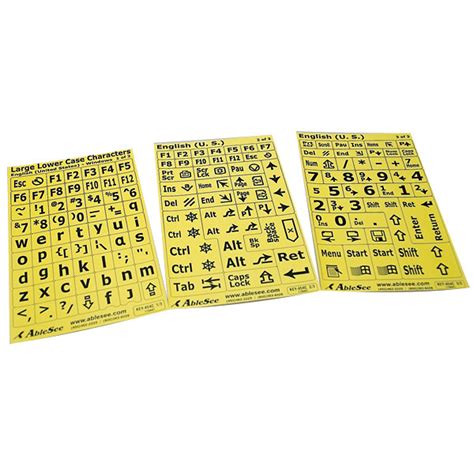 Keyboard Large Print Labels - Black on Yellow - Lower Case - Keyboard Overlays and Stickers ...