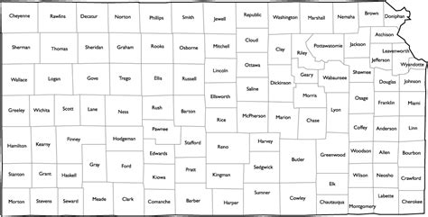 Kansas County Map with County Names