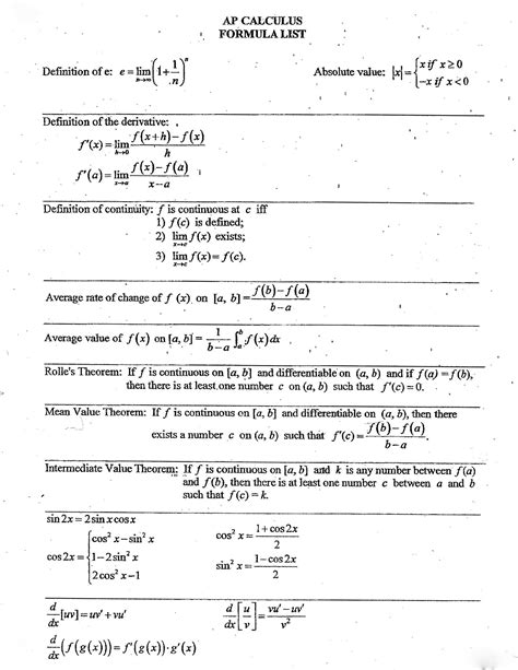 has some problems and solutions that might help studying. Calculus formula sheets: sheet 1 ...