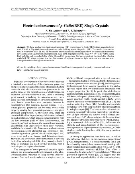 (PDF) Electroluminescence of p-GaSe〈REE〉 Single Crystals