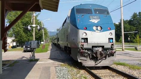 Amtrak Vermonter stops at Waterbury VT Station HD - YouTube