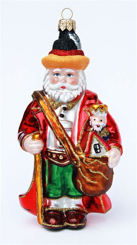 Traditional German Santa Glass Christmas Ornament