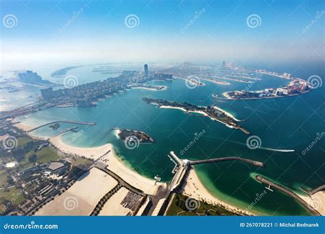 Dubai Palm Jumeirah Island Aerial View in United Arab Emirates Stock Image - Image of emirate ...