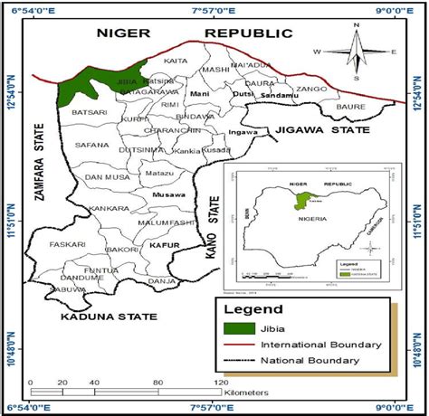 Map of Katsina state showing Jibia LGA as study area Source ...