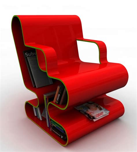 A Curved Lounge Chair With Built-In Book Storage | DigsDigs