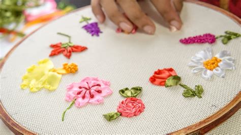 10 RIBBON EMBROIDERY FLOWERS: Hand Stitching Tutorial for Beginners