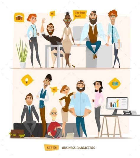 Business Characters Scene | Business illustration, Character flat ...