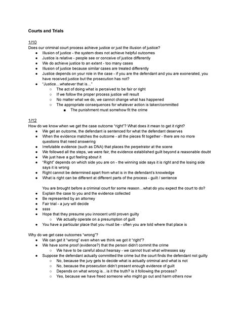 Courts and Trials Notes - Courts and Trials 1/ Does our criminal court ...