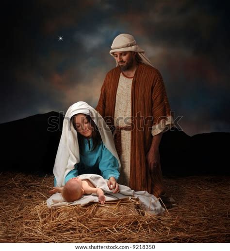 Nativity Scene Mary Joseph Baby Jesus Stock Photo 9218350 | Shutterstock