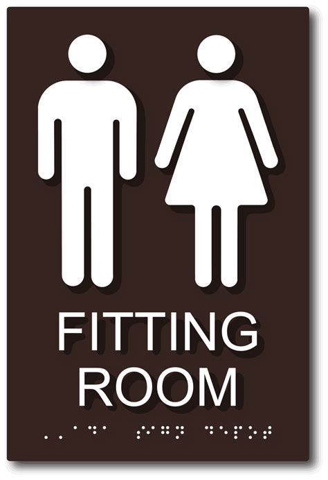 Unisex Fitting Room Sign with Male and Female Symbols and Braille – ADA Sign Depot