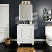 Eviva Acclaim 30 inch White Transitional Bathroom Vanity with White Carrara Marble Countertop ...